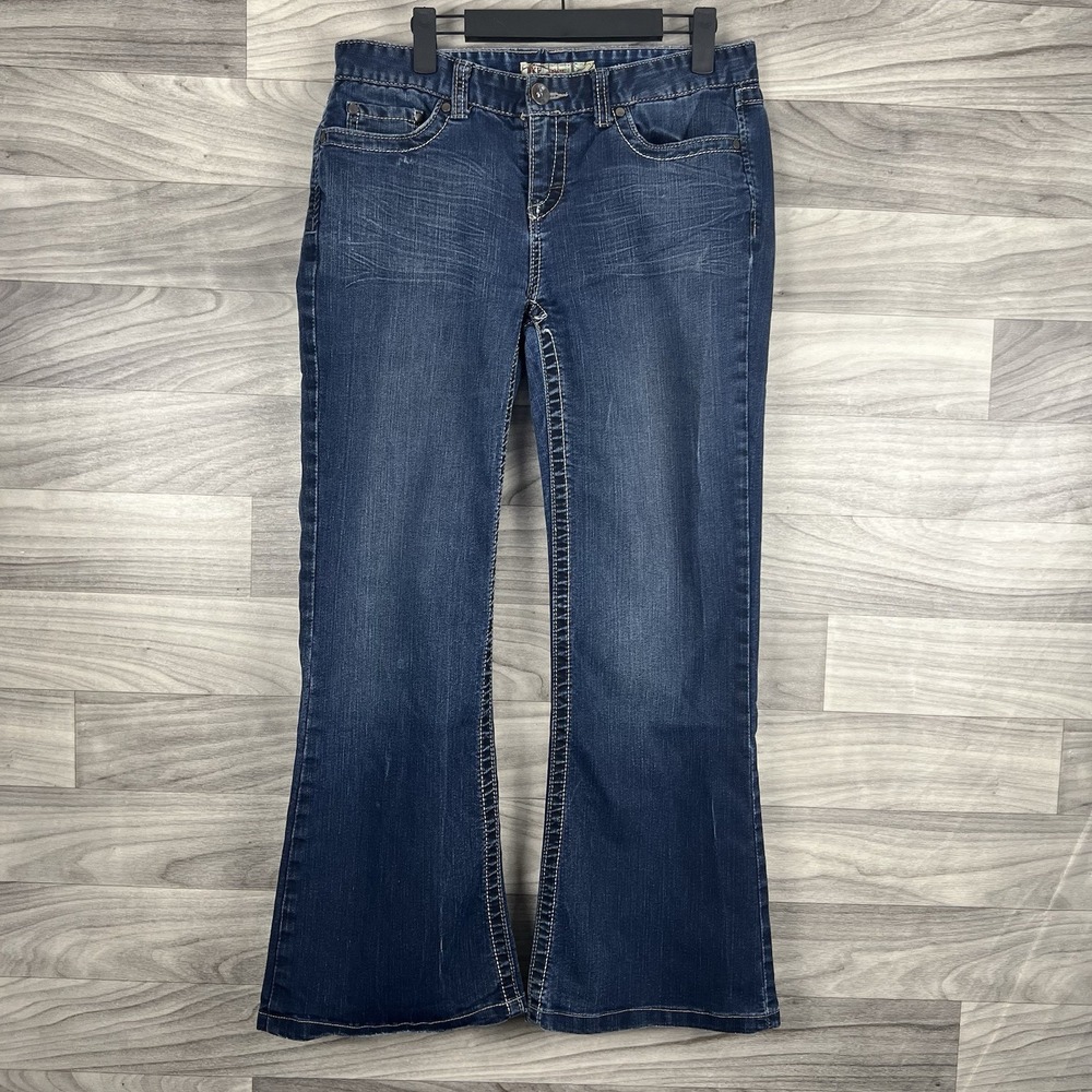 BKE Jeans Womens 29X31 Fits (29x27.5) Blue Brie Bootcut Low Rise Dark Wash Denim